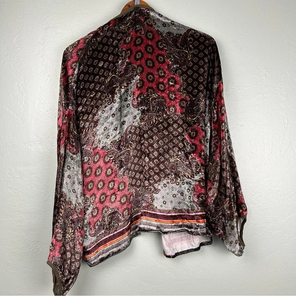 New Anthropologie Whimsigoth Plum Velvet Red and Brown Kimono Shawl Size All - Picture 3 of 9